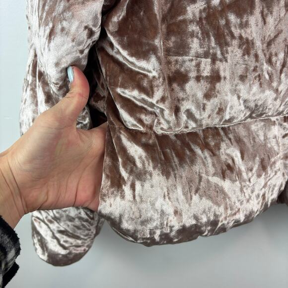 Fabletics Wander Crushed Velour Cropped Puffer Jacket Pink S - Picture 6 of 10